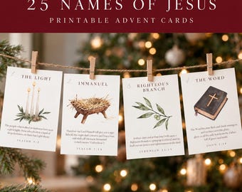 Names of Jesus Christmas Advent Cards: Printable Christian Advent Calendar with Scripture (Digital Download)