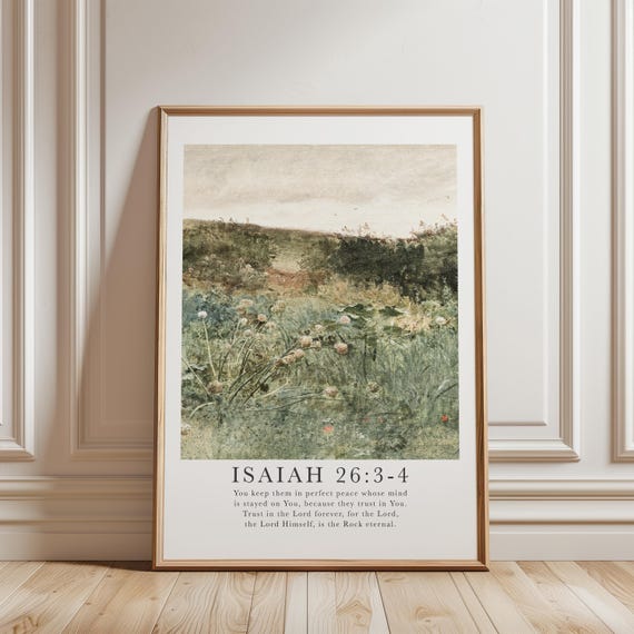 Christian wall art - Isaiah 26:3-4 Bible verse print (Digital Download)