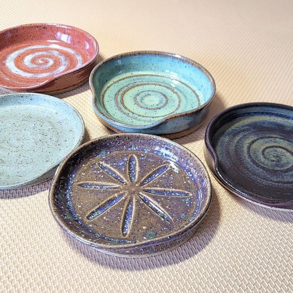 Colorful Speckled Ceramic Spoon Rests | Handmade Pottery | Kitchen Utensil Dishes