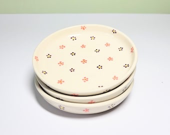 Pink and Purple Floral Small Dish | Handmade Ceramic Plate | Dirty Whirl Ceramics