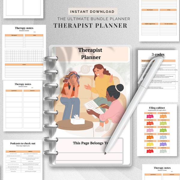 Therapist Planner, Appointment Book for Counselors, Counseling Organizer, Therapy Agenda, Mental Health Journal, Mental Wellness Journal