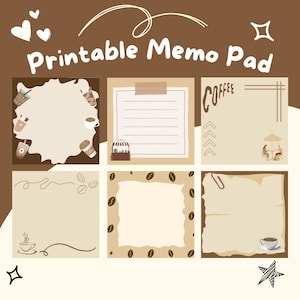 Printable Coffee Memo Pad, office memo sheet, to do list, mini memo pad, cute memo pad template, notepad template