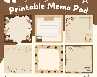 Printable Coffee Memo Pad, office memo sheet, to do list, mini memo pad, cute memo pad template, notepad template