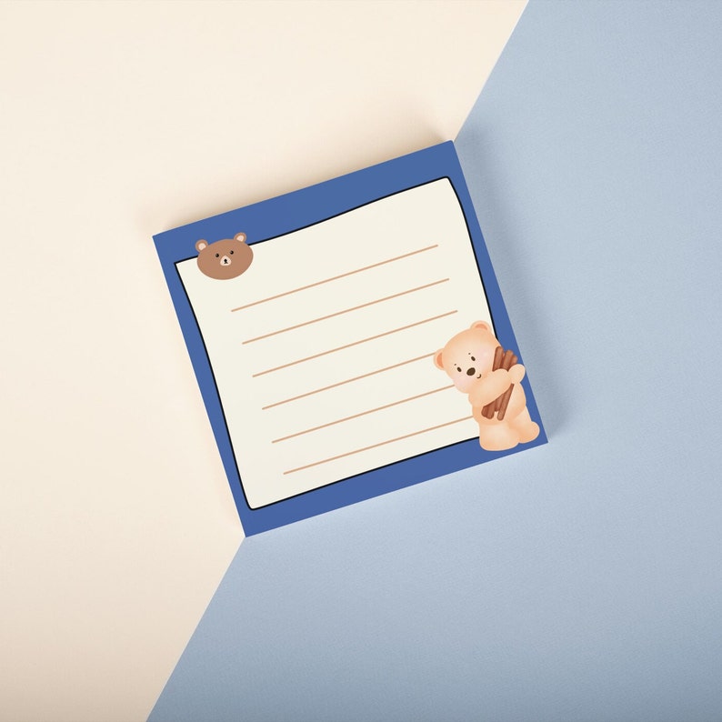 Printable Cute Bear Memo Pad, Cute Printable Notepad, Brown Bear Memo ...