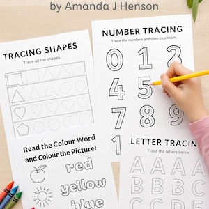 ABC and 123 Tracing Worksheets: Toddler Learning Pack (PDF Download A4 Size)