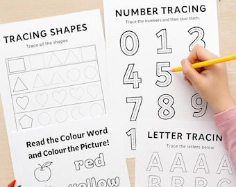 ABC und Zahlen Arbeitsblätter: Lernpaket für Kleinkinder (PDF-Download A4-Format)