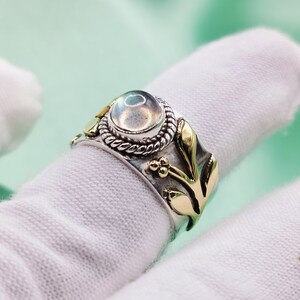 2 Floral pattern silver ring , Statement ring , Gift for her , Eternity ring , Anniversary gift , Promise ring