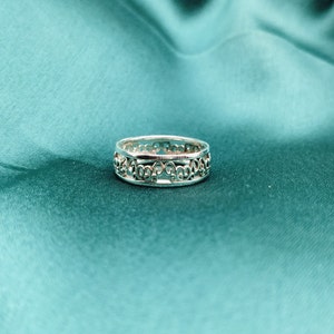 Floral 1 Jaali Band Ring in Sterling 925 Silver , Statement ring , Gift for her , Eternity ring , Anniversary gift , Promise ring