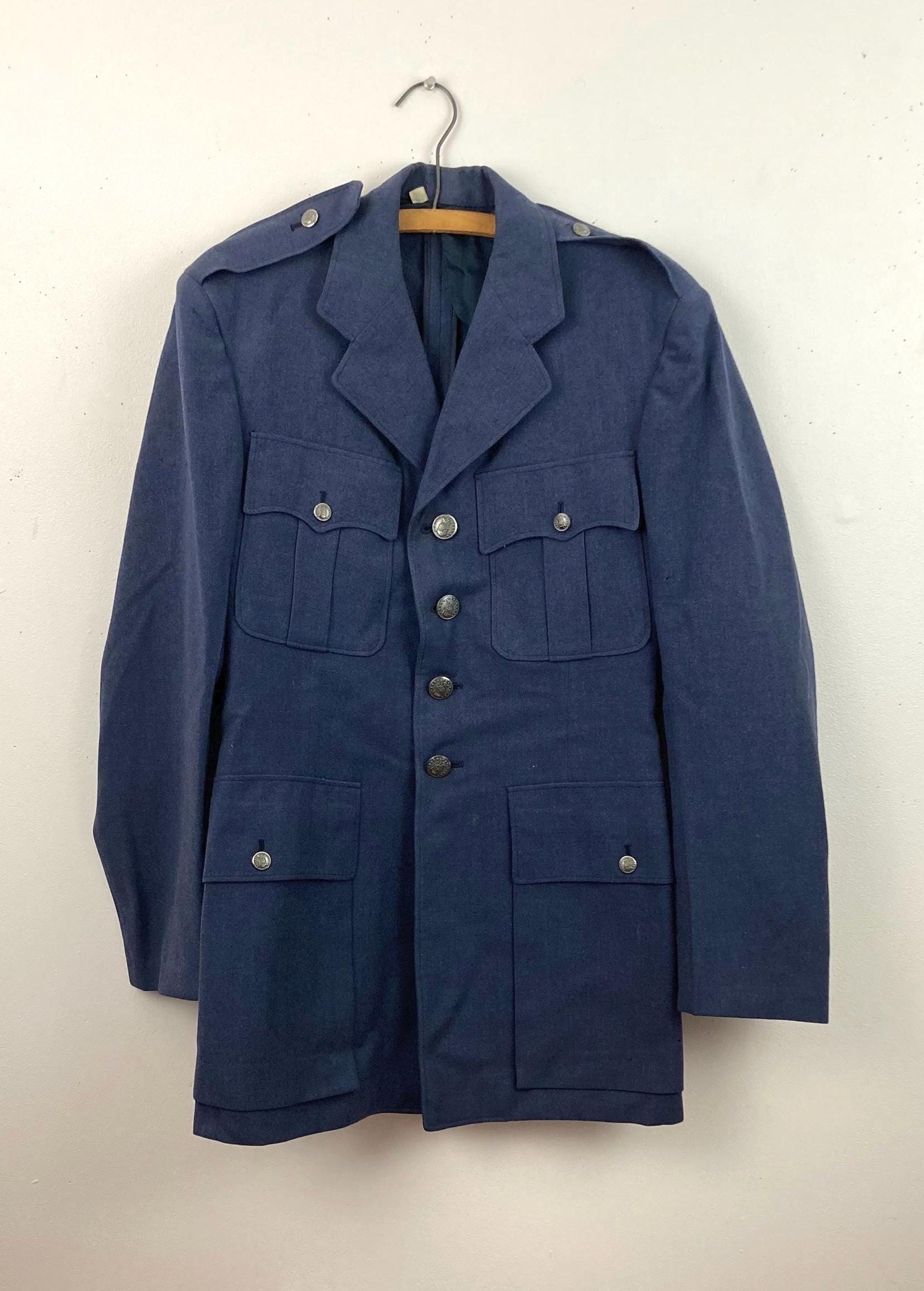 Vintage Military 1950s USAF Wool Serge Jacket – Air Force Blue Service Coat (size 38L)