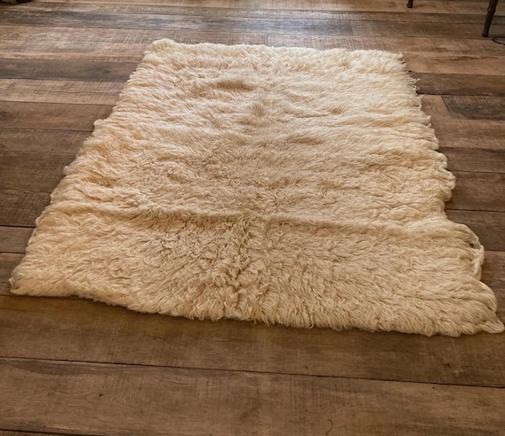 European 1970s Pure Wool Rug/ Throw Heavy Authentic Pile MCM