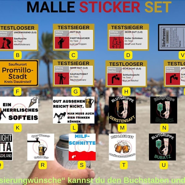 Hochwertige Sticker für Ballermann, Wiesn und  Malle / Beerpong Sticker Set / Ballermann Sticker Set / Malle Sticker Set