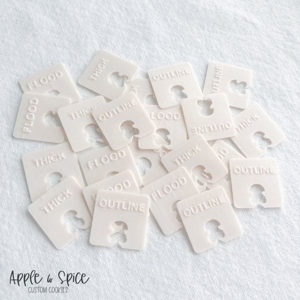 Bag Tags for Icing Consistency-Flood, Outline, Hybrid, Meium and Stiff-Baking Supplies Digital Download-STL File for 3D Printing