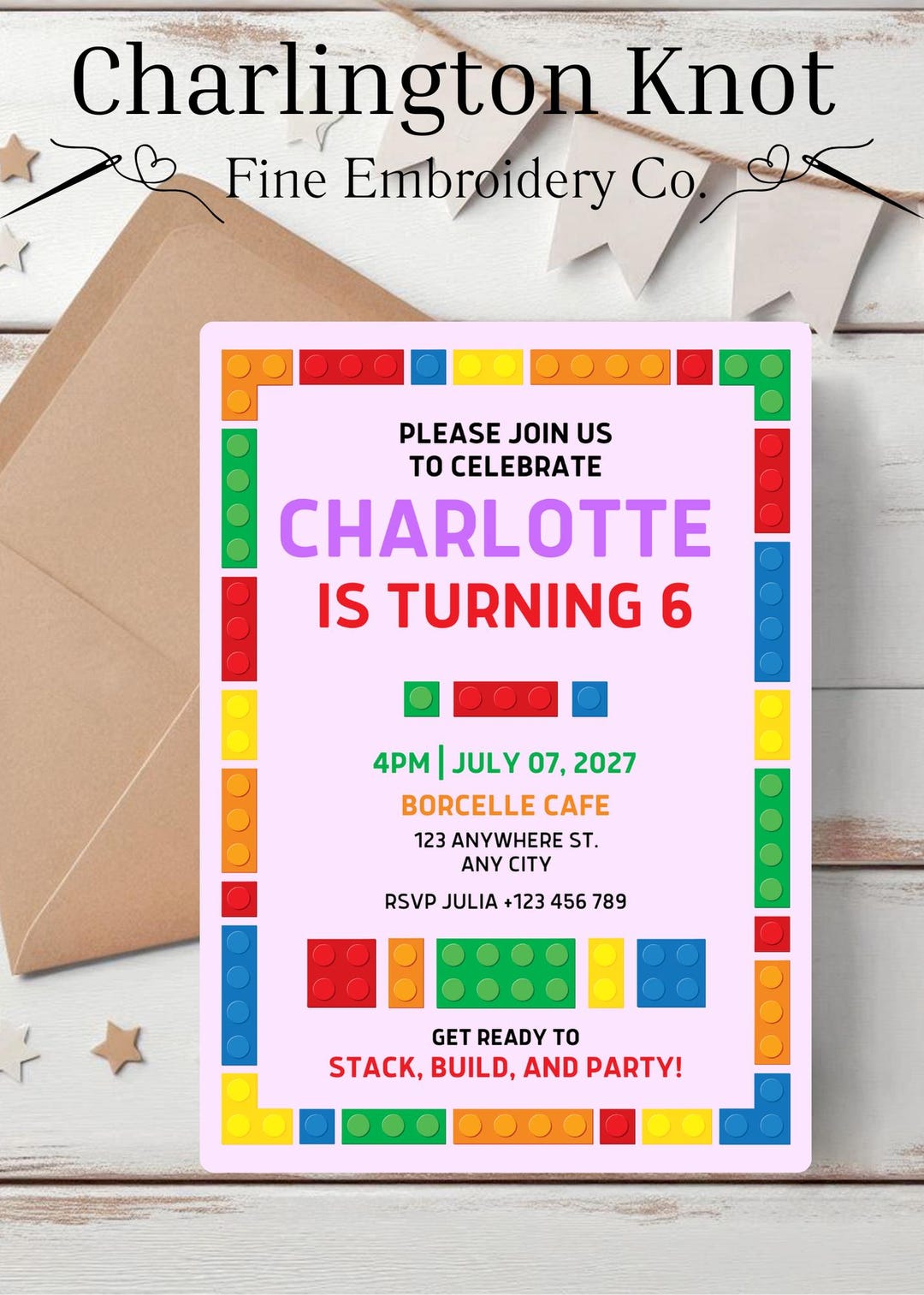 Building Blocks Birthday Invitation | Colourful Block Party Invite ...