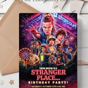 Stranger Things Birthday Invitation Template | Upside Down Party Invite | Editable Canva 5x7 Printable | Kids Stranger Things Party
