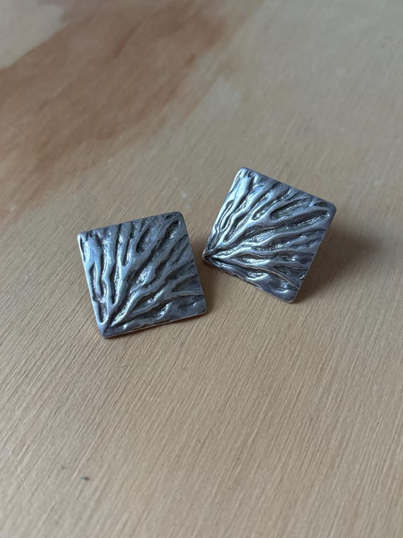 Chunky Wave Square Geometric Statement Earrings 9… - image 2