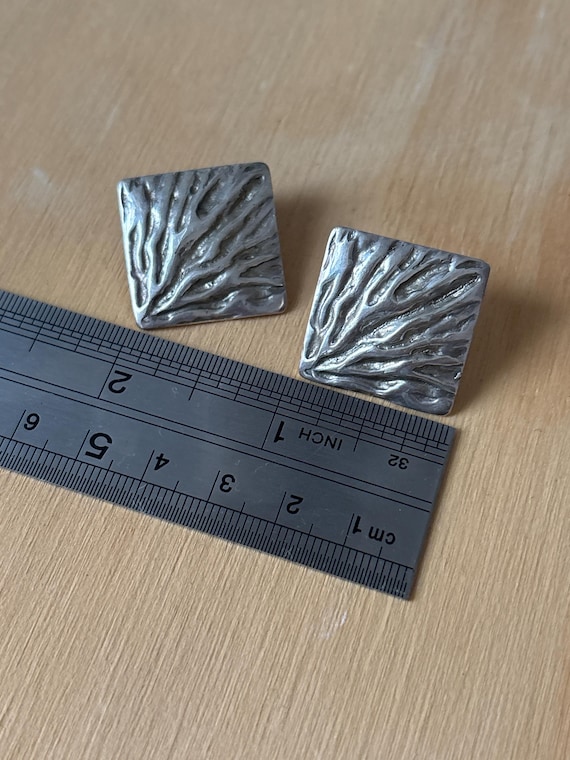 Chunky Wave Square Geometric Statement Earrings 9… - image 1