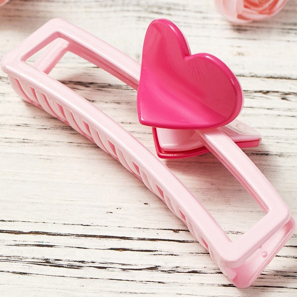 Pink Valentines Minimalist Heart Design Hair Claw, Trend, Gift for Her, Valentine's Day Gift