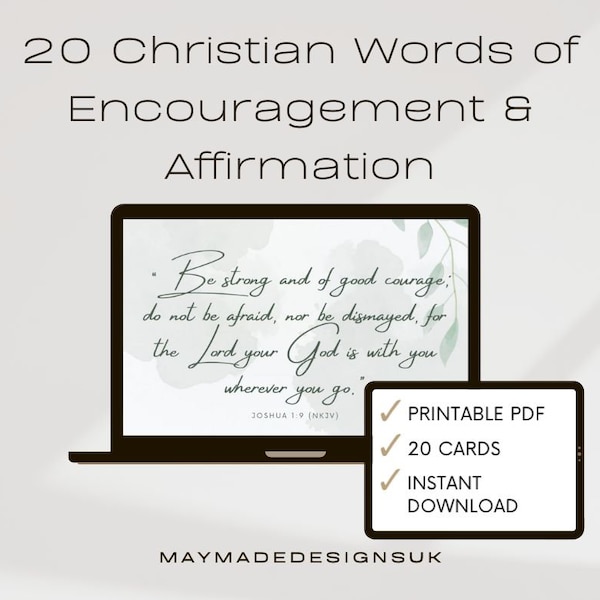 20 Christian Words of Encouragement | Affirmations | Digital PDF