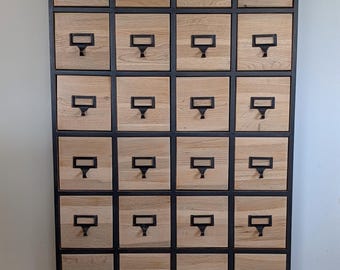 24-Drawer Card Catalog-Style Storage Cabinet/Media Stand