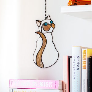 Stained Glass Cat Suncatcher, Window Decoration, Hanging Glass Art, Cat Lover Gift, Light Catcher Window Ornament, Gift idea, Wall Decor