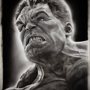 The Hulk | Giclée Fine Art Print | Charcoal Drawing