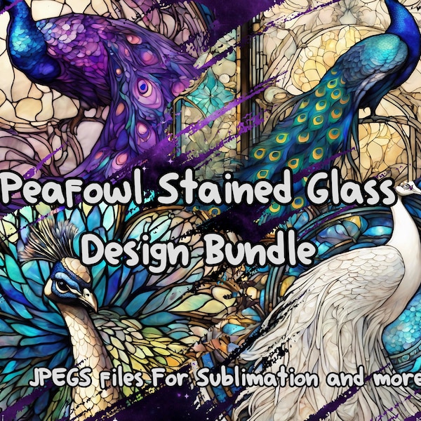 Peafowl Stained Glass Bundle, 30+ Peafowl JPEGS, Peafowl Art, Stained Glass, Stained Glass Art, Sublimation Art, Digital Downloads