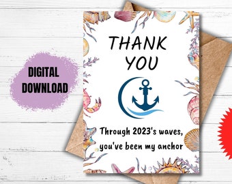 Anchor Thank You Card for the end of 2023 -Printable