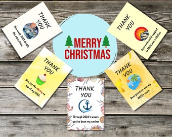 Printable Gratitude Thank You Assortment Cards- Appreciation Cards for the end of 2023, Christmas Cards, New Year Cards, Value Pack, digital