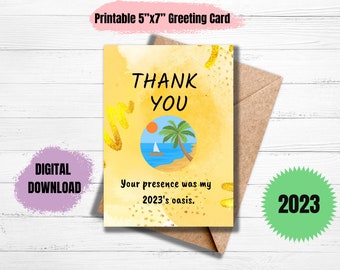 Oasis Thank You Card for the end of 2023 Printable, greeting card, for him, gratitude card, holiday season- digital download