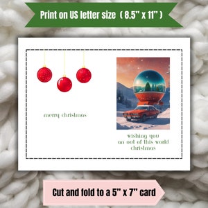 Giant Globe Christmas Printable Card digital download image 3