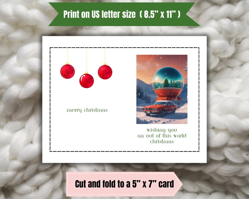 Giant Globe Christmas Printable Card digital download image 3