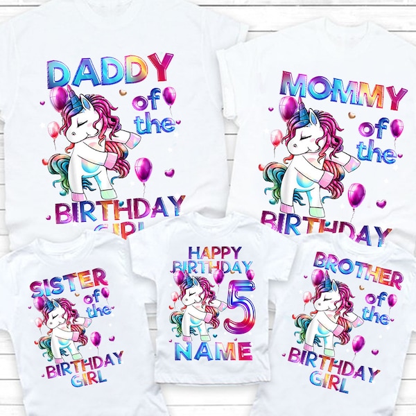 family birthday shirts Unicorn Birthday girls Shirt Matching Birthday Family Shirt personalized name age Unicorn Birthday Shirt party outfit