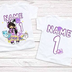 girls birthday shirt 9th birthday party matching outfits aphmau shirts 1st birthday Personalized birthday t shirts 2nd birthday black shirts image 2