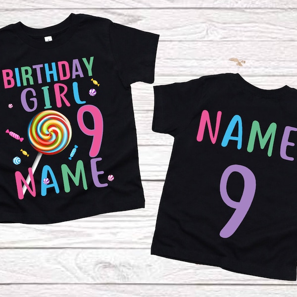 lollipop birthday girl shirt Personalized name age Candy Birthday party outfits Candy Cane birthday shirt Lollipop tee Custom age matching