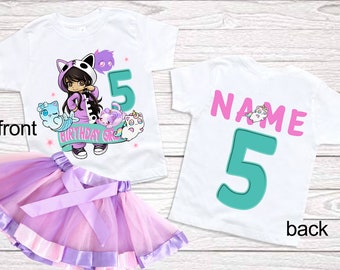 Geburtstagskind Tutu Set Geburtstagskinder Outfit 7 5.Geburtstag Party-Shirt Aphmau Mädchen benutzerdefinierte Kinder T-Shirt Personalisiertes Name Alter Geburtstags-Shirt