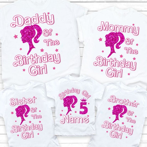 Girls birthday shirts Family Birthday T-shirt Personalized name Birthday T shirts Birthday Party Tee Birthday Family Matching outfits 5 year