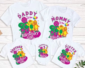 barney birthday shirt Personalized name age party outfits family matching outfit Barney Birthday birthday girl 3rd 2 years old 1st birthday