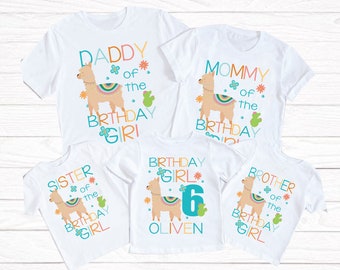 alpaca birthday tshirt family Personalized name Llama Birthday girl Shirt Llama Family Birthday Party Matching outfits Birthday Girl Outfit