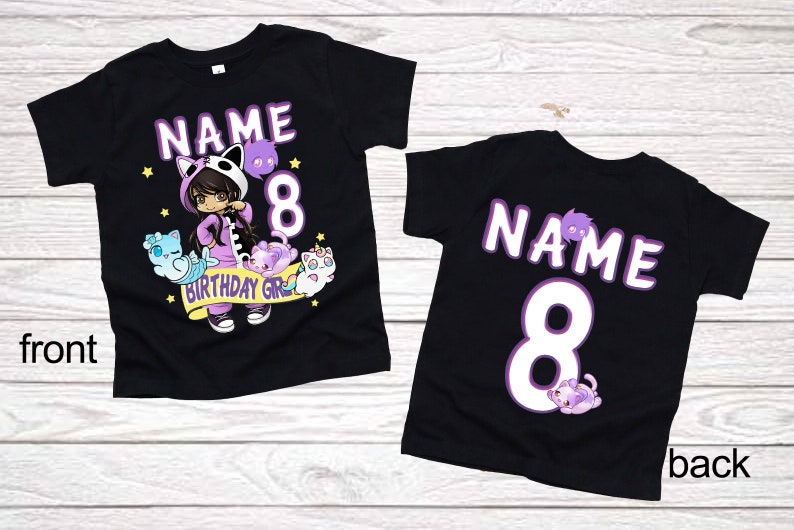 girls birthday shirt 9th birthday party matching outfits aphmau shirts 1st birthday Personalized birthday t shirts 2nd birthday black shirts image 7