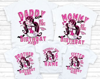 girl Birthday Family Matching Shirt Personalized Birthday Girl Shirts Monster doll Birthday Girl Tee 9th birthday girls party family outfits