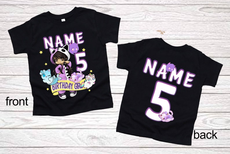 girls birthday shirt 9th birthday party matching outfits aphmau shirts 1st birthday Personalized birthday t shirts 2nd birthday black shirts image 3