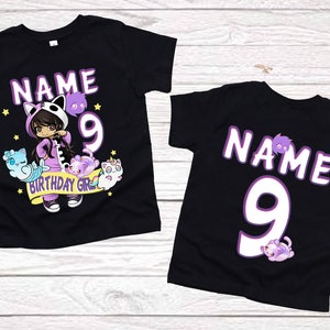 girls birthday shirt 9th birthday party matching outfits aphmau shirts 1st birthday Personalized birthday t shirts 2nd birthday black shirts image 1