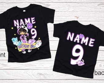 Chemise anniversaire fille 9e anniversaire tenues assorties chemises aphmau 1er anniversaire t-shirts anniversaire personnalisé 2e anniversaire chemises noires