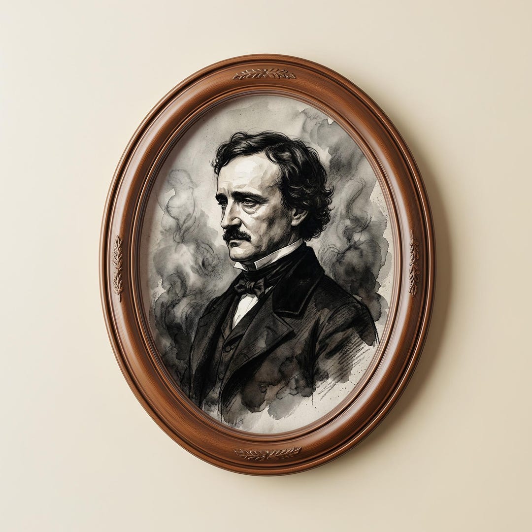 Edgar Allan Poe Portrait Art Print | Gothic Wall Art | Dark Academia ...