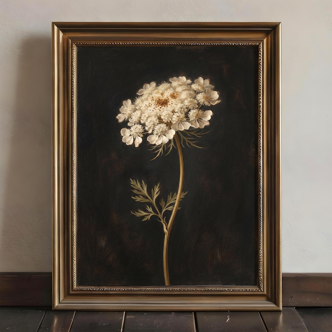 Dark Floral Wall Art | Vintage Botanical Flower Print | Dark Academia ...