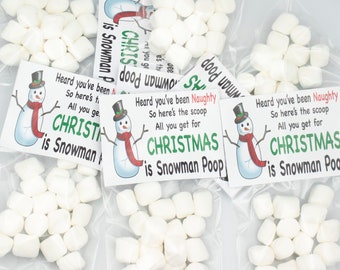 Snowman Poop Candy Stocking Stuffer Christmas Party Favors Treat Bags Set Of 12