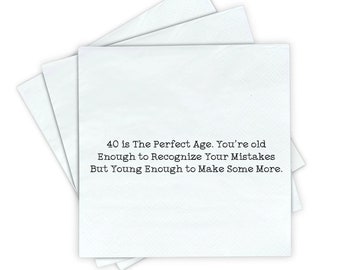 40 Year Old Quotes Beverage Cocktail Party Favors Supplies Decorations Napkins 12 Pcs