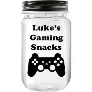 Personalized Gaming Snacks Jar Sticker - Vinyl Decal - Label- Gamer Gift - Gaming Lover - Gifts For Him / Her - Teen Gift - Birthday Gift