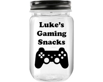 Personalized Gaming Snacks Jar Sticker - Vinyl Decal - Label- Gamer Gift - Gaming Lover - Gifts For Him / Her - Teen Gift - Birthday Gift
