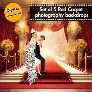 Set of 5 Red Carpet Photography Backdrops For Photography Background With Red Carpet Hollywood Awards Ceremony Photo Backdrop For Prom Photo